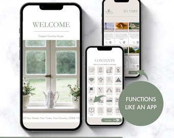 Digital Welcome Guide Template | Airbnb Interactive Mobile Manual (Canva Editable)
