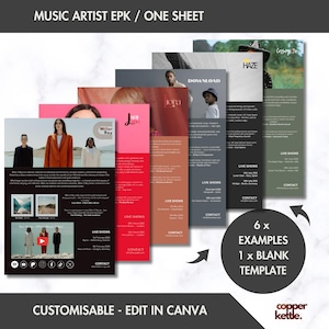 Mall för musikartist EPK på ett ark | Canva Press Kit (digital nedladdning)