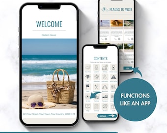 Digital Welcome Guide Template | Airbnb, VRBO House Manual For Mobile (Canva)
