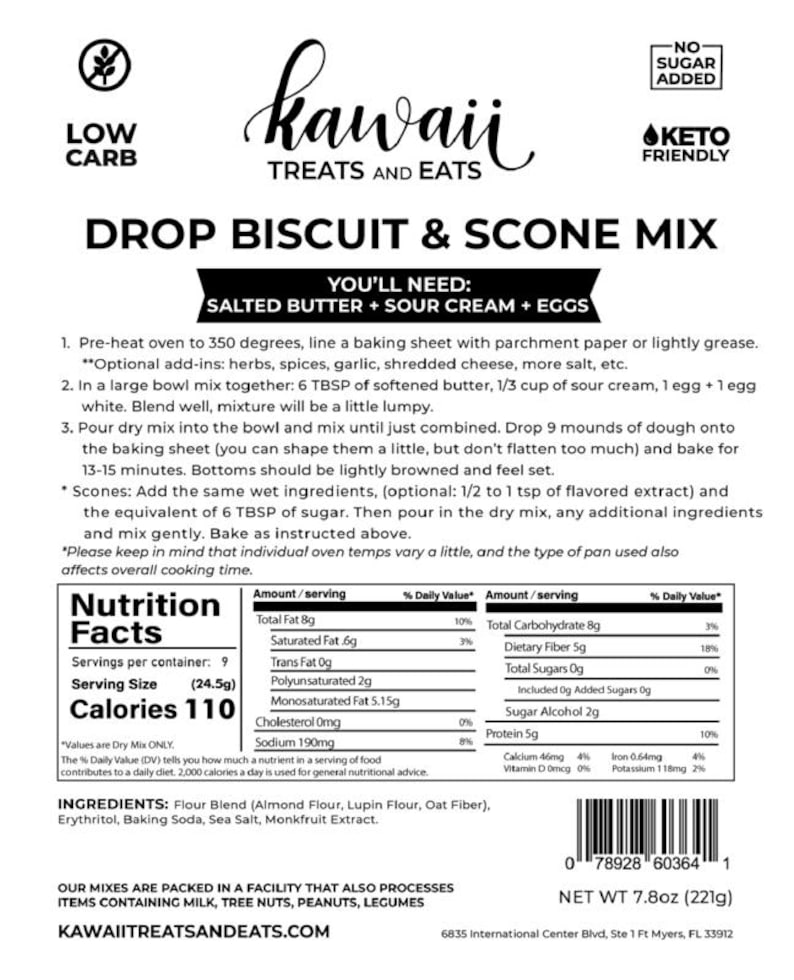 Scone Labels Keto Biscuit & Scone Baking Mix: Low Carb, Gluten-free - Etsy