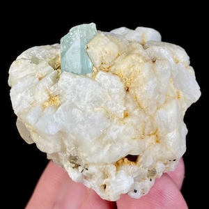 243 Carat Rare Aquamarine With Tourmaline And Feldspar Terminated Crystal Natural Healing Stone Mineral Specimen From Pakistan