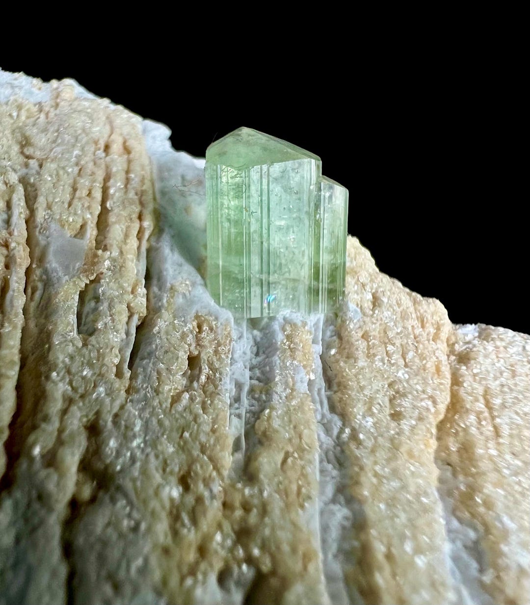 87 Gram Rare Raw Green Tourmaline on Albite Crystal Specimen : Natural ...