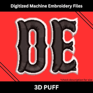 3D Puff Embroidery Design DE Monogram Logo – Machine Embroidery Files for Caps, Hats & Jackets