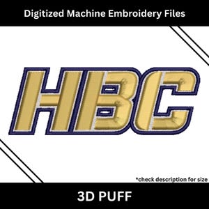 3D Puff HBC Embroidery Design, Machine Embroidery File, Puffy Satin Stitch Monogram, Instant Download