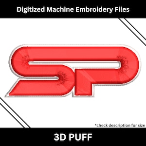 3D Puff SP Letters Embroidery Design | Machine Embroidery Files  | Puffy Monogram Alphabet Font