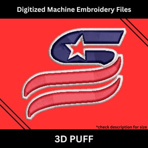USSSA 3D Puff Embroidery Design | Patriotic Star Stripes Logo | Machine Embroidery Files | Instant Download