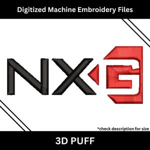 NXG 3D Puff Machine Embroidery Design, Modern Logo Embroidery File, Instant Download