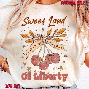 Sweet Land of Liberty 4th of July Png, Memorial Day PNG, Girly USA Png, Independence Day png, Patriotic png