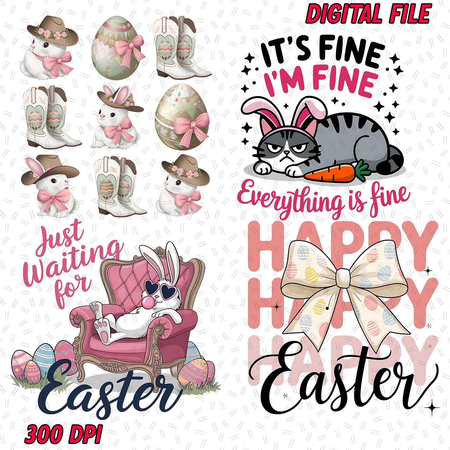 Paquete de sublimación de Pascua divertida, Pascua PNG, Feliz Pascua PNG, Pascua divertida PNG, Pascua retro PNG