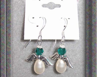 Swarovski Guardian Angel / Birthstone Angel Earrings