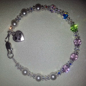 Custom Mother's Day Bracelet Made With Swarovski Pearls and Crystals Birthstone(s)