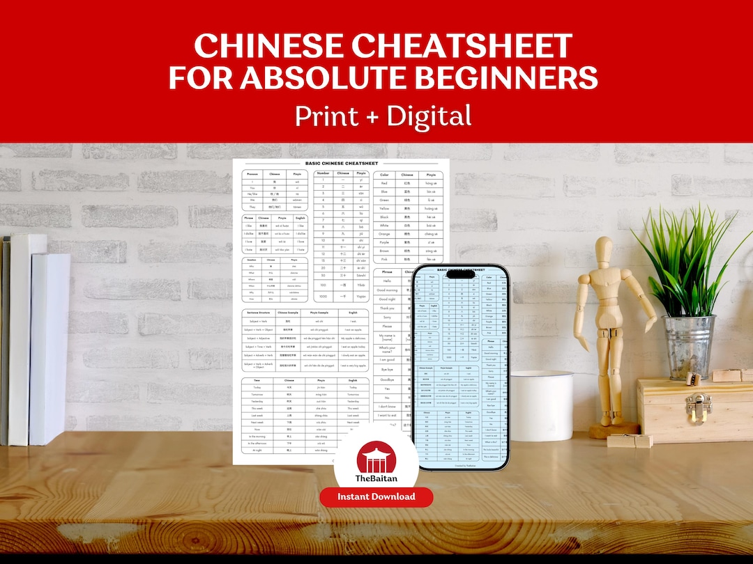 Chinese Cheatsheet for Beginners | (PDF Digital Printable) - Etsy UK