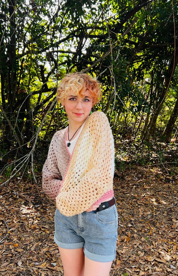 Crochet Neapolitan Cardigan, Neapolitan Colors, Ice Cream Cardigan