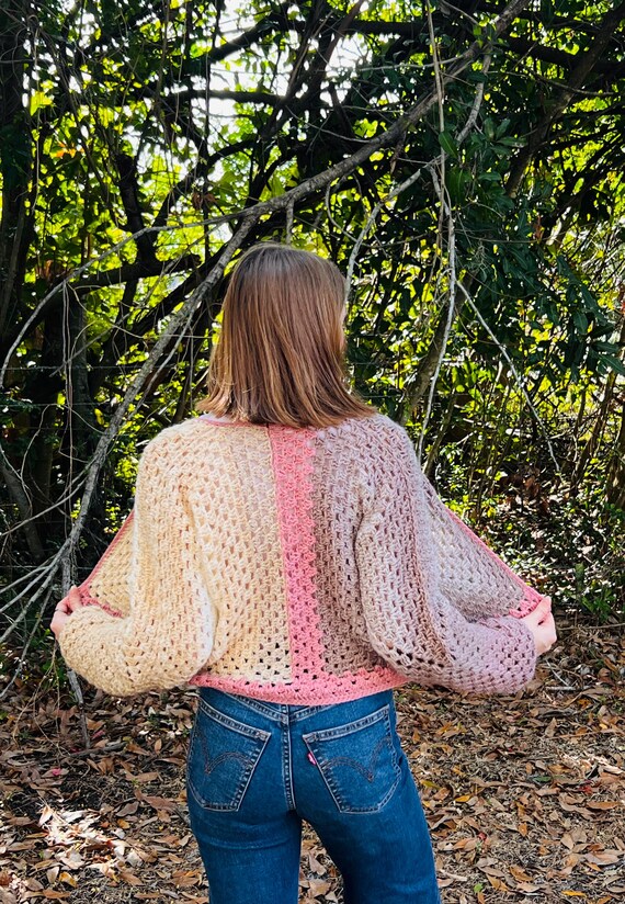 Crochet Neapolitan Cardigan, Neapolitan Colors, Ice Cream Cardigan
