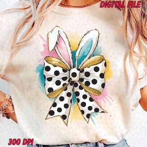 Easter Bow Bunny Easter Coquette PNG Happy Easter Png, Funny Easter Png, Retro Easter png