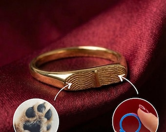 Fingerprint ring, Dog nose print ring, Personalized jewelry, Girlfriend gift, Mother's gift, Wedding gift, Promise ring
