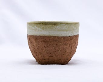 Handmade Ceramic | Stoneware Mug | 6 oz Coffee Cup | Flat White Cup | Cortado Mug | Cappuccino Mug | Rustic Pottery | Two Tone Mug