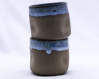 Handmade Rustic Ceramic Espresso Cup | Handmade Stoneware 6 oz Coffee Cup | Barista Gift | Grey Smoked Glaze Pottery | Unique Cortado Mug
