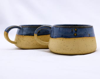 Handmade Mug | Ceramic Stoneware | 6 oz Coffee Cup | Cappuccino Mug | Cortado Mug | Rustic Pottery | Two Tone Mug | Unique Mug