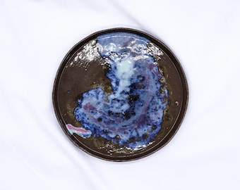 27 cm Nebula Smoked Grey Large Stoneware Handmade Ceramic Dinner Plate