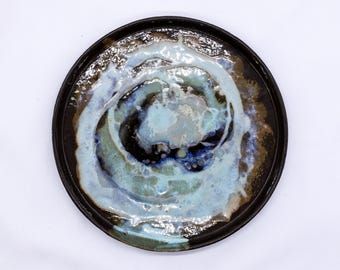 23 cm Coralight Smoked Grey Large Stoneware Handmade Ceramic Dinner Plate