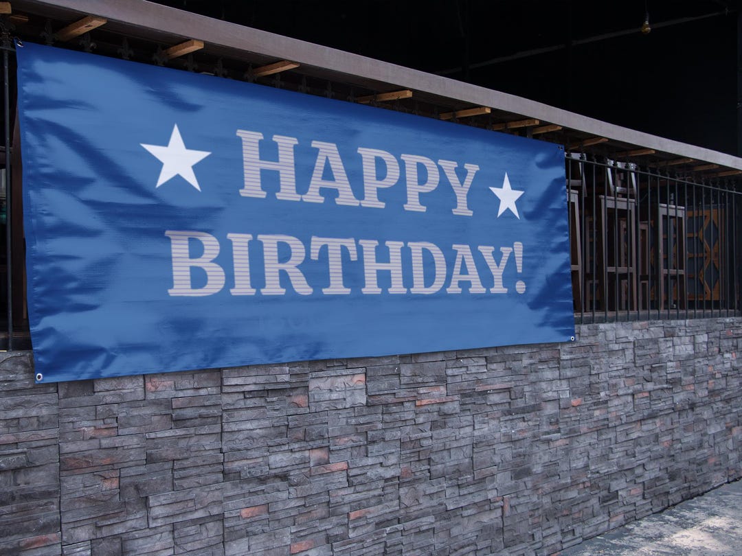 Masculine Happy Birthday Vinyl Banner, Party Decoration, Birthday Sign ...