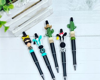 Western themed beaded pens / cactus pen / heifer pen