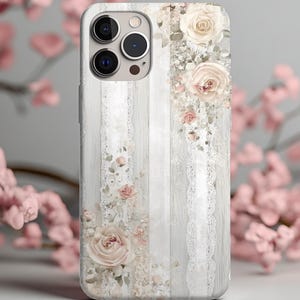 Adorabile custodia per iPhone Ivory Cream Bloom, pizzo shabby-chic, grazioso regalo da ragazza, rose avorio vintage, estetica pastello boho per iPhone e Samsung