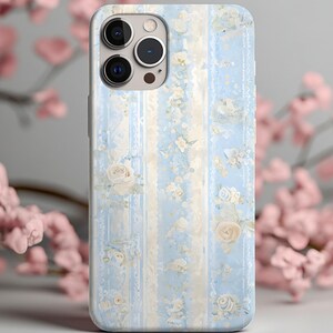 Charming Sky Blue Blossom iPhone Case, Shabby-Chic Lace, Gift for Her, Vintage Sky Blue Flowers, Coquette Aesthetic for iPhone & Samsung