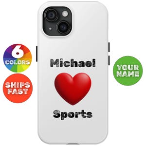 Personalized Sports Fan Gift iPhone Case, Custom Name Loves Sports Gift for Him Her, Sports Birthday Case Present iPhone x 11 12 13 14 15 16