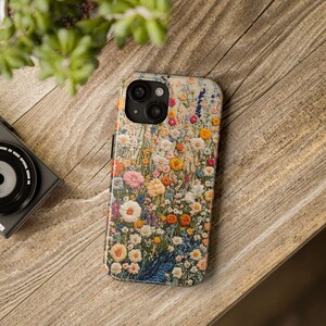 Blooming Flowers Embroidery Style iPhone Case, Perfect Gift for Her, Adorable Colorful Nature Art, Cute Floral Design for iPhone & Samsung image 6
