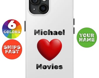 Personalized Movie Fan Gift iPhone Case, Custom Name Loves Movies Gift for Him Her, Movie Birthday Case Present iPhone x 11 12 13 14 15 16