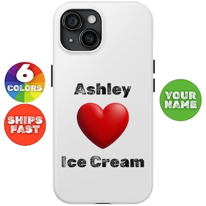 Gepersonaliseerde ijsliefhebber cadeau iPhonegeval, aangepaste naam liefde ijs cadeau voor haar, verjaardag telefoon geval aanwezig iPhone 11 12 13 14 15 16