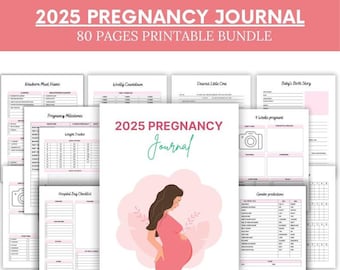Elenco di controllo del diario dei sintomi della gravidanza – Download digitale 2025 Modello di piano di nascita per neomamme Planner Bundle