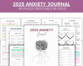 2025 Anxiety Wellness Journal Planner – Digital Mindfulness Mental Health Mood Tracker Gratitude Journal