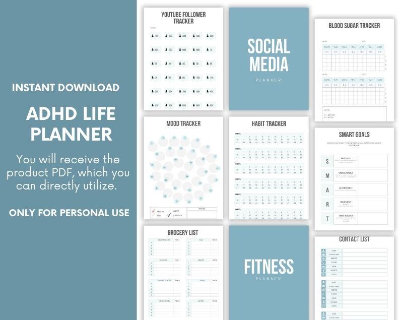 ADHD Self Care Digital Planner Bundle – Mindfulness Mental Health ...