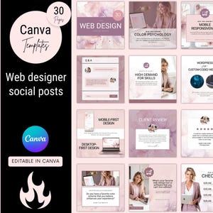 Web Designer Posts, Web Design Social Media Posts, Website Designer Templates, Editable Canva Templates, Instant Download