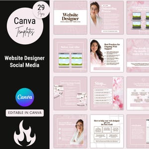 Website Designer Social Media Posts, Web Designer Posts, Website Designer Templates, Editable Canva Templates, Instant Download