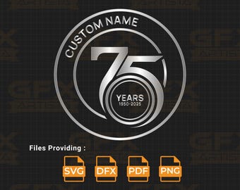 75th Anniversary Logo: Personalized Diamond Jubilee Emblem (Digital Download SVG, PDF, PNG)