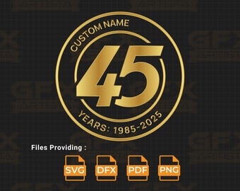 Custom 45th Anniversary Logo: Sapphire Celebration Badge (Digital Download SVG, PDF, PNG)