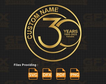 Personalized 30th Anniversary Emblem: Custom Pearl Celebration (Digital Download SVG, PDF, PNG)