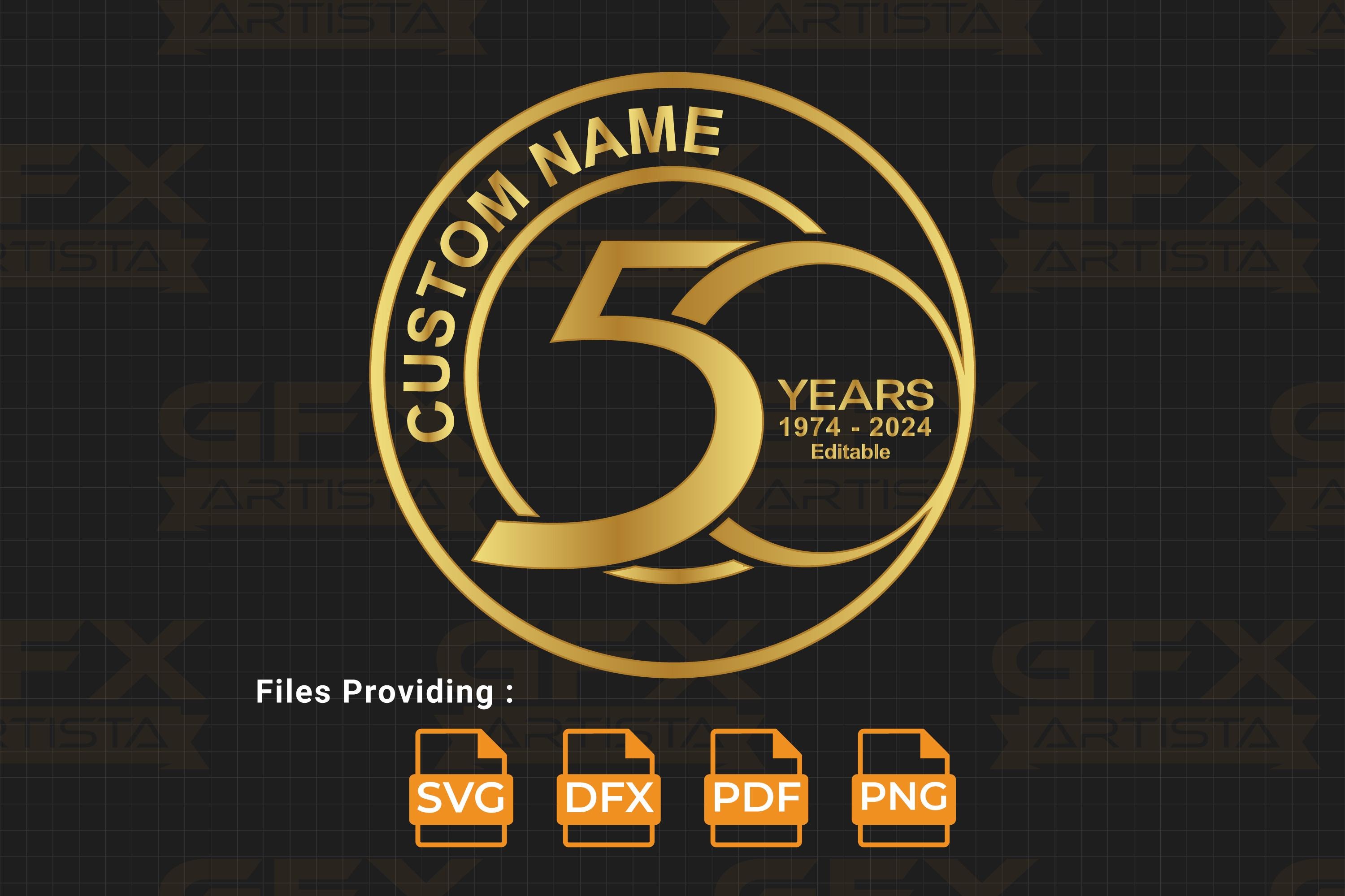 Custom 50 Years Anniversary Logo | Personalized 50th Birthday Celebration Badge | Editable Name & Years | Digital Download (SVG, PDF, PNG)