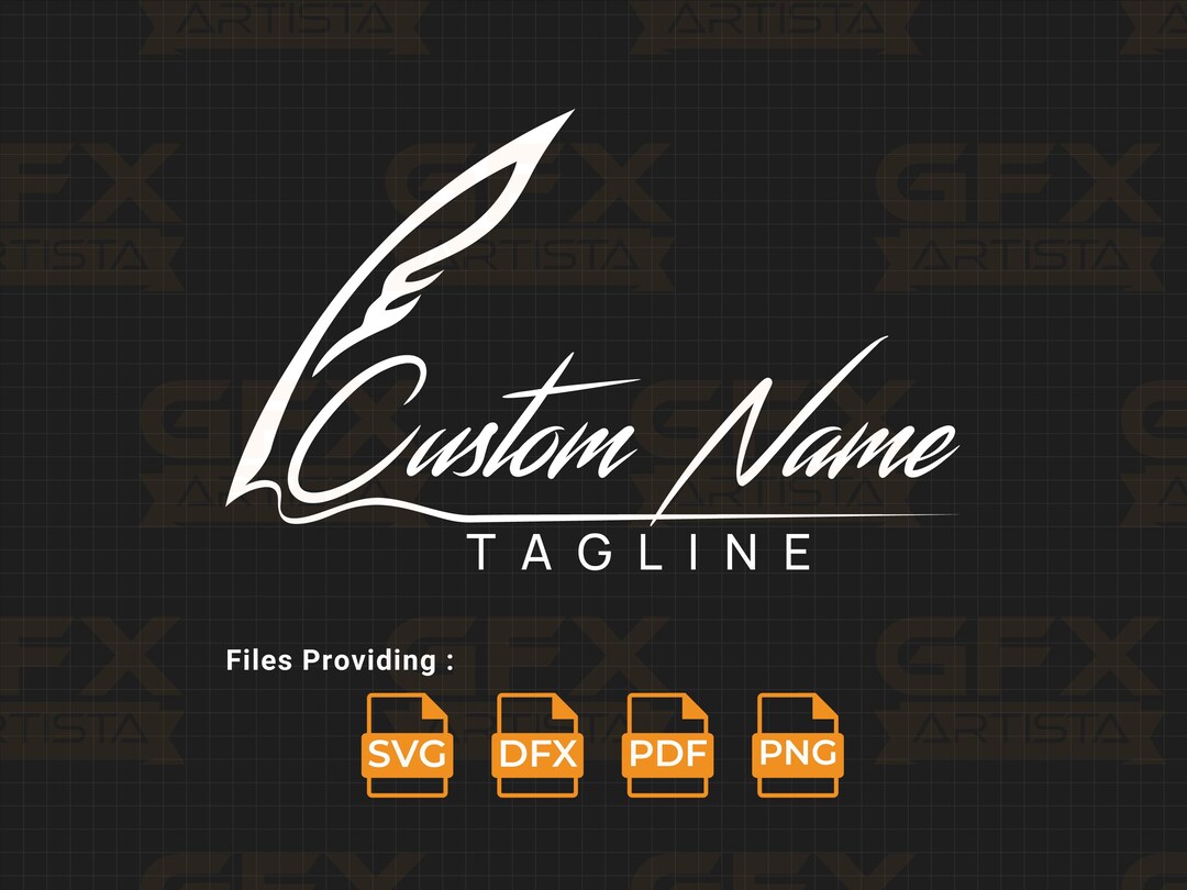 Custom Name & Tagline Logo | Quill Signature Logo Design | Editable ...