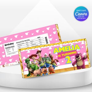 Toy Story Party Favor Chocolate Bar Label Buzz Lightyear Toy Story Party Girl 2nd Birthday Favor Label Toy Story Jessie Birthday Woddy TS4