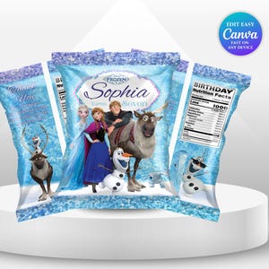Elsa Birthday Chip Bag Label Frozen Party Girl 7th Birthday Party Favor Label Frozen theme Party Anna Frozen Princess Elsa Party Olaf FG2
