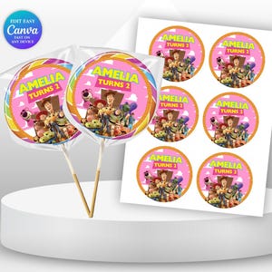 Toy Story Party Favor Lollipop Label Buzz Lightyear Toy Story theme Party Girl 2nd Birthday Favor Labels Toy Story Jessie Birthday woody TS4