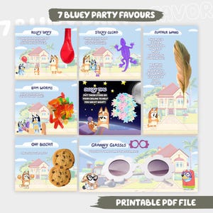 Lot de 7 cadeaux d'anniversaire bleus à imprimer pour fille