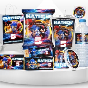 Sonic 3 Birthday Bundle Super Hedgehog Party Boy 5th Birthday Party Favor Caprisun Sonic Chip bag Sonic Theme Party Knuckle Party Invite SS2