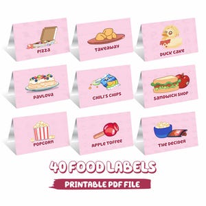 40er Food Etikett Blauer Hund Party Tischkarte Bingo Tischdekoration Partydeko Food Label Geburtstagstisch Deco BlueDog Food Label Bundle
