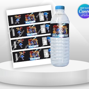 Sonic Birthday Bottle Wrapper Label Sonic Hedgehog Party 5th Birthday Party Favor Label Sonic Theme Party Knuckle birthday Sonic Invite SS2